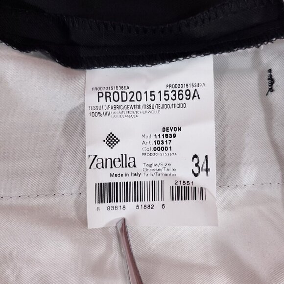 *READ DESC* NWT Zanella Mens Size 34 Devon Black 100% Wool Pants Made in Italy - Picture 10 of 13